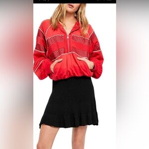 Free People New Black Solid Gold Knit Fluted Skirt,L